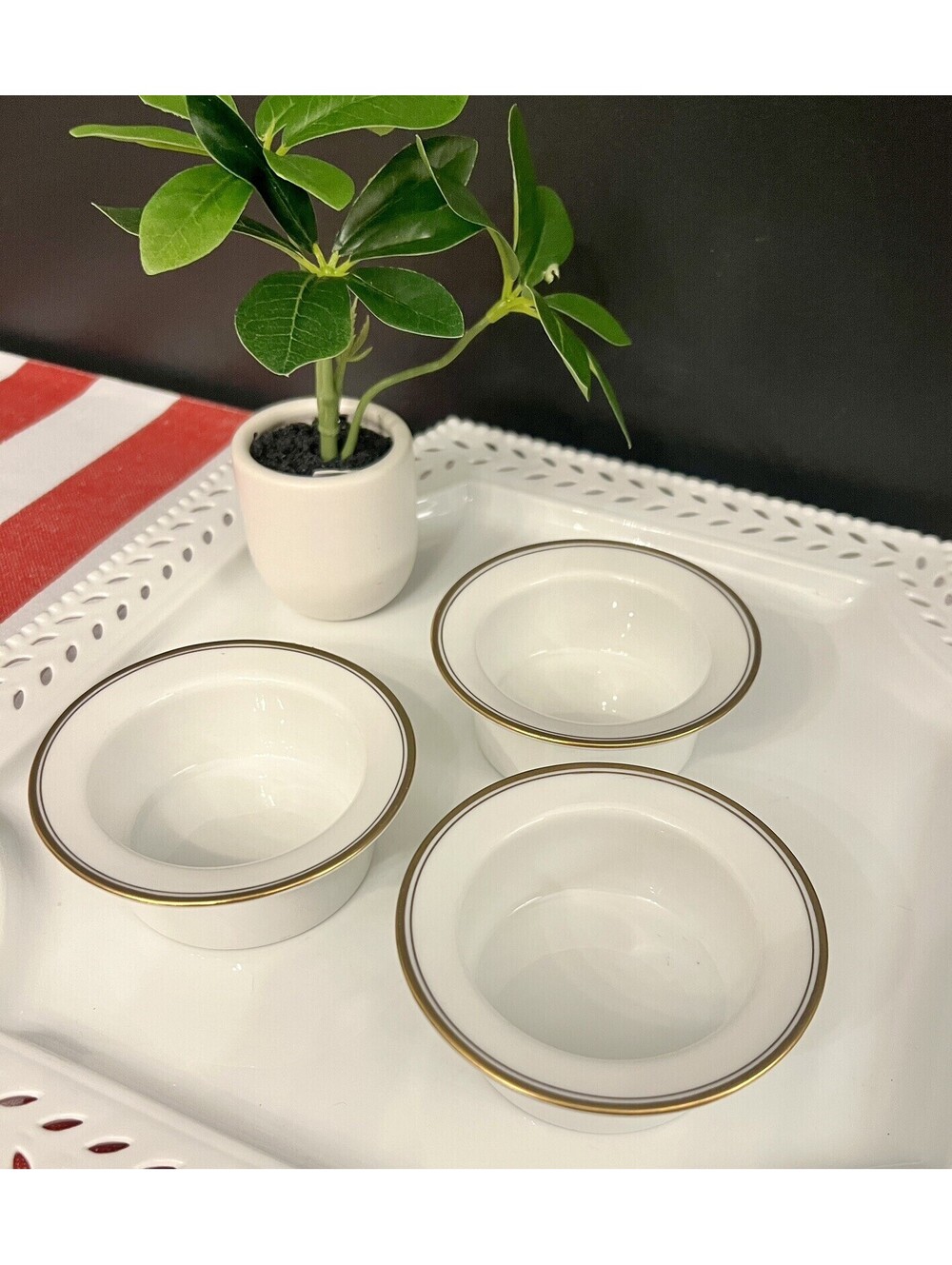 Vintage Hutschenreuther Selb Bavaria Gold Trim Mini Fruit Bowl x3